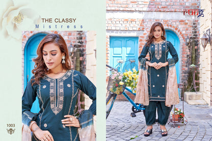 1001 To 1006 Rung Silk Afghani Readymade Suit