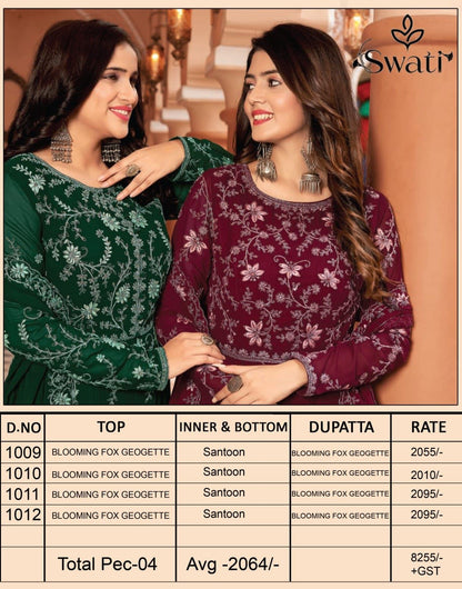 1009-1012 Swagat Georgette Anarkali Salwar Suits