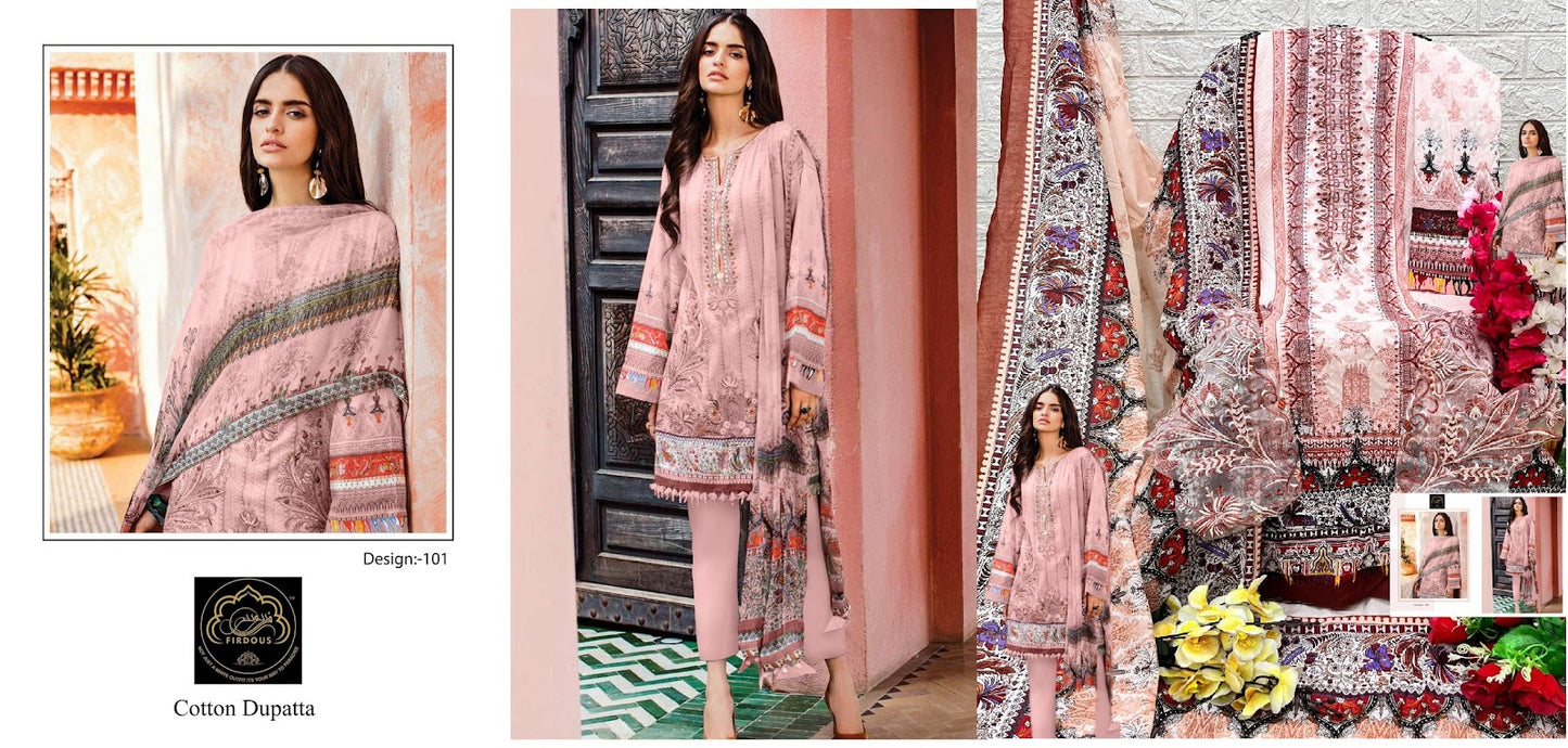 101-102 Firdous Art Cotton Pakistani Patch Work Suits