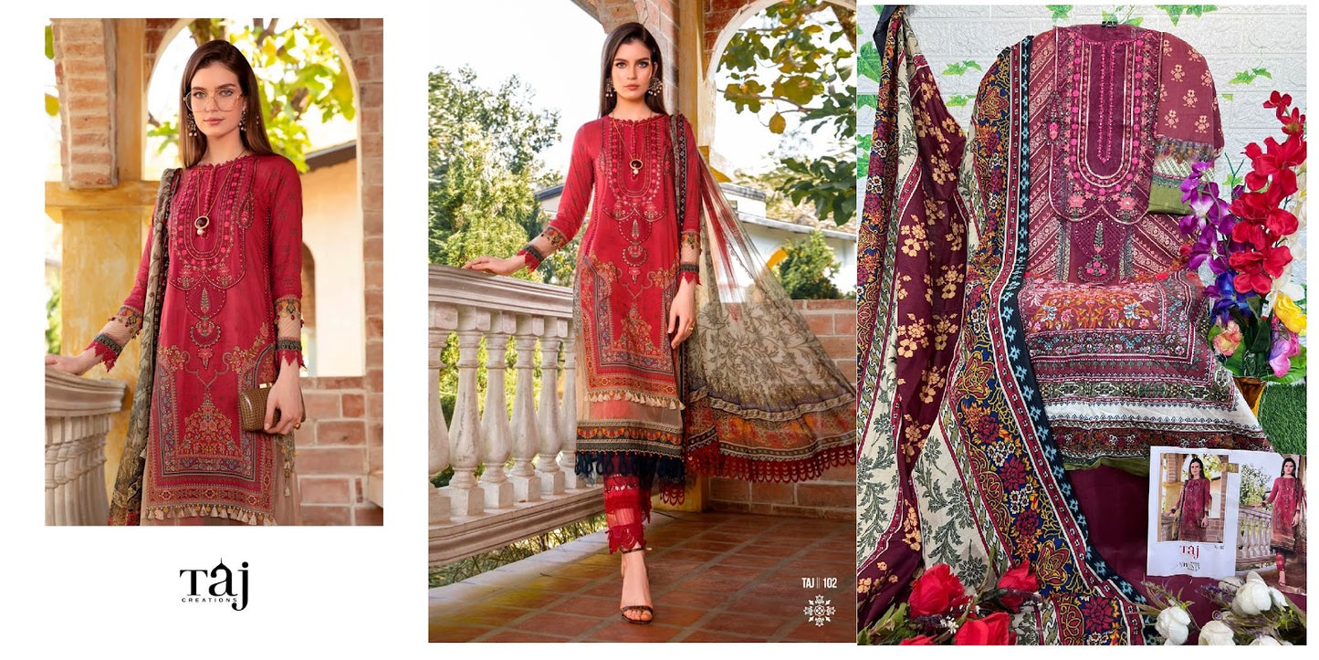 101-102 Taj Creations Cotton Pakistani Salwar Suits