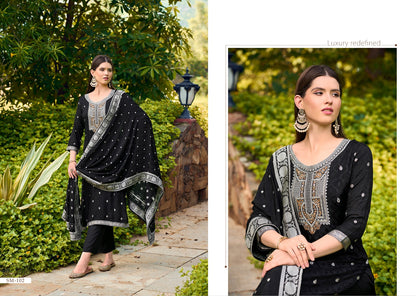 101-104 Soaum Viscose Muslin Readymade Pant Style Suits