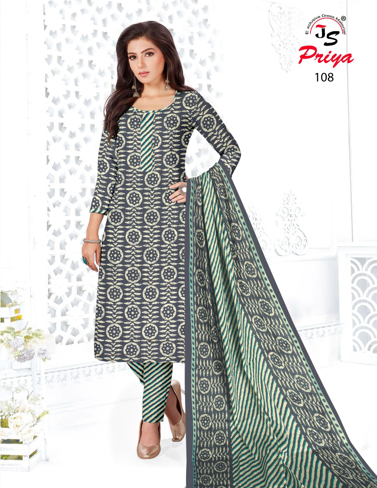 101-110 Js Priya Jaam Rayon Pant Style Suits