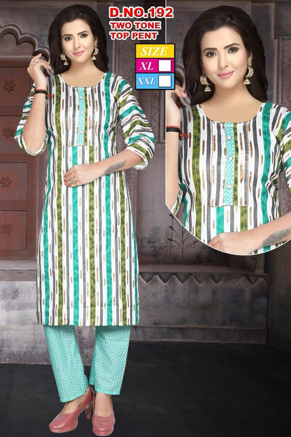 10124 Mahakal Two Tone Kurti Pant Set