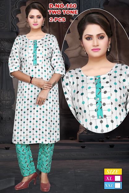 10124 Mahakal Two Tone Kurti Pant Set