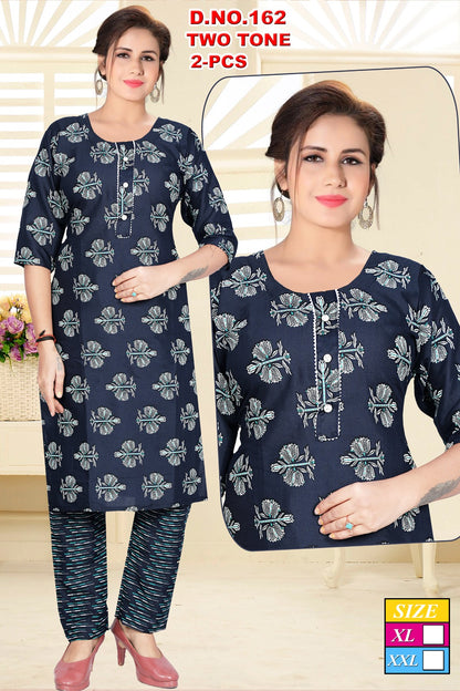 10124 Mahakal Two Tone Kurti Pant Set