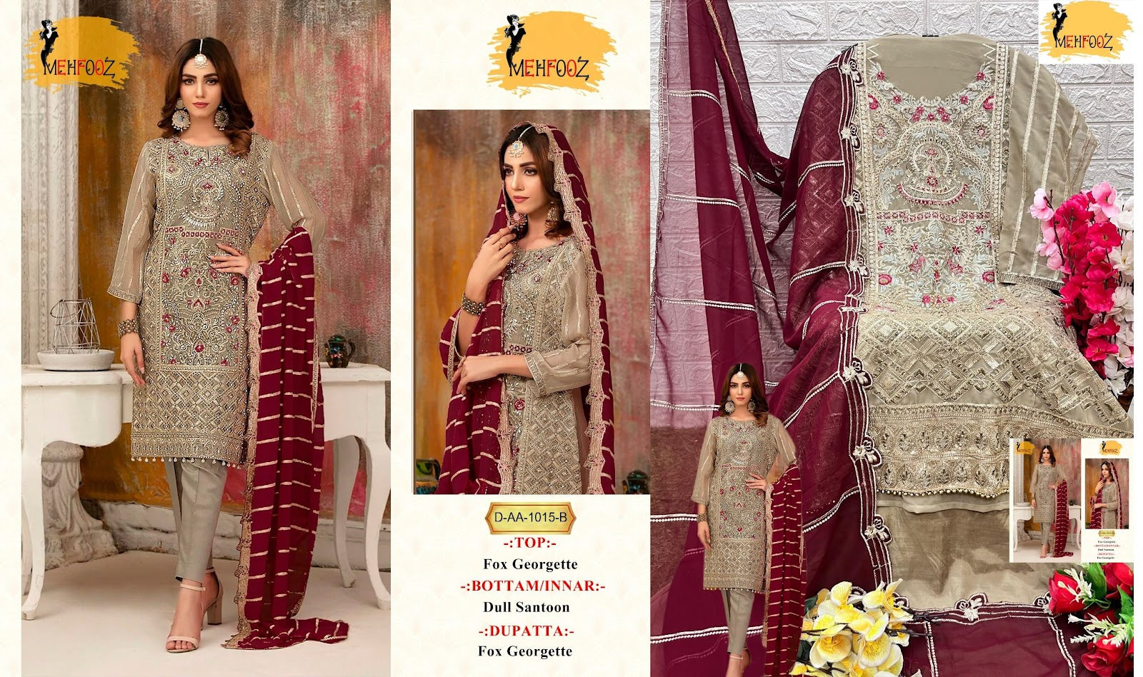1015 Mehfooz Georgette Pakistani Salwar Suits