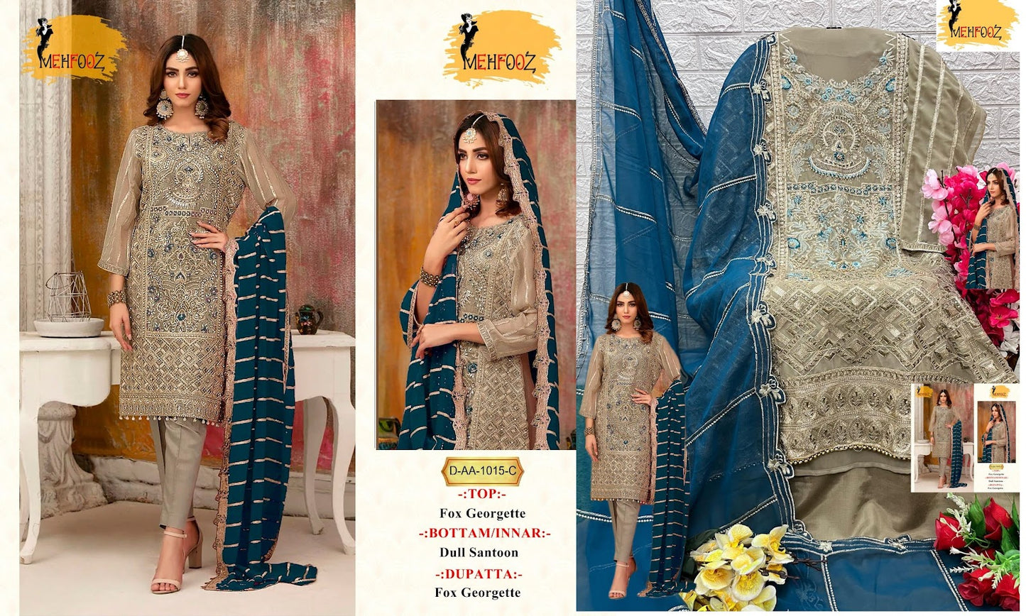 1015 Mehfooz Georgette Pakistani Salwar Suits