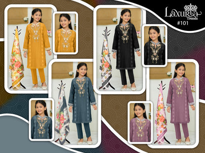 101 Laxuria Trendz Fox Georgette Girls Readymade Pant Suits