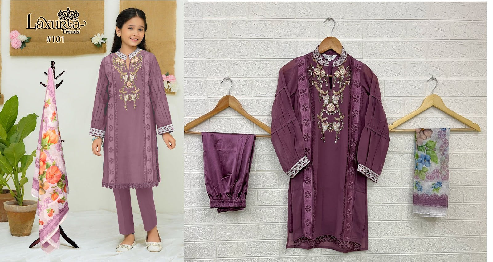 101 Laxuria Trendz Fox Georgette Girls Readymade Pant Suits