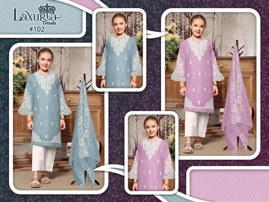 102 Laxuria Trendz Fox Georgette Girls Readymade Pant Suits
