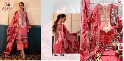 1033-1034 Aasha Designer Cotton Pakistani Patch Work Suits