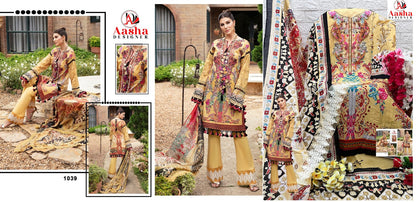 1038-1039 Aasha Designer Cotton Pakistani Patch Work Suits