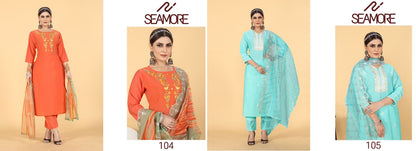 104-105 Seamore Chanderi Readymade Pant Style Suits