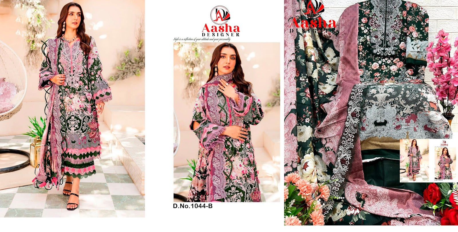 1044 Aasha Designer Cotton Pakistani Patch Work Suits