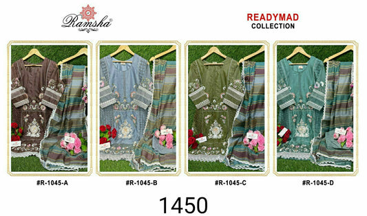 1045-Nx Ramsha Organza Pakistani Readymade Suits