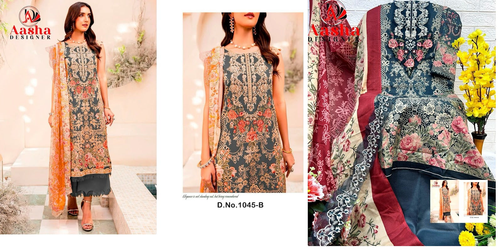 1045 Lawn Collection Vol 2 Aasha Designer Pure Cotton Pakistani Patch Work Suits