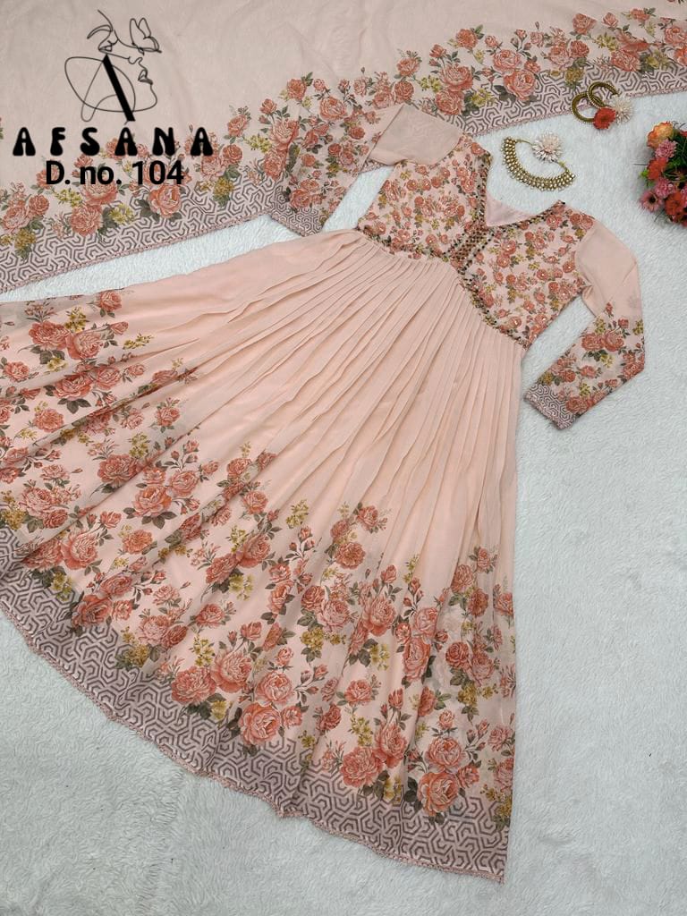 104 Aaliya Hand Work Afsana Georgette Readymade Anarkali Suits