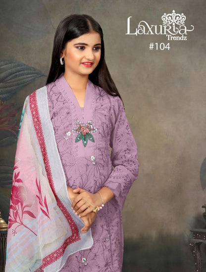 104 Laxuria Trendz Georgette Girls Readymade Pant Suits