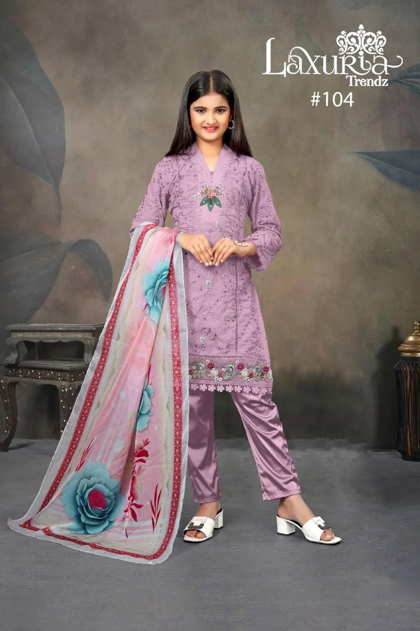 104 Laxuria Trendz Georgette Girls Readymade Pant Suits