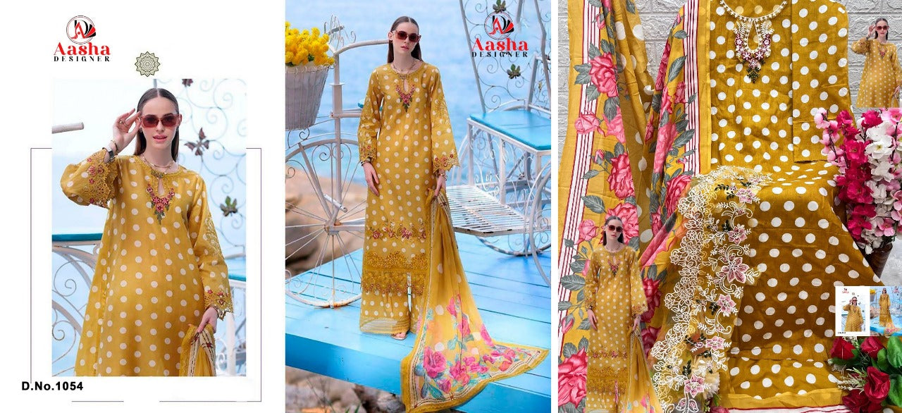 1054-1055 Aasha Designer Pure Cotton Pakistani Patch Work Suits