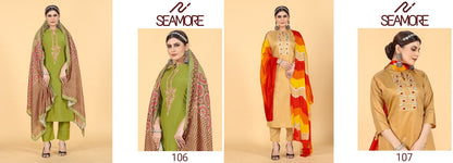 106-107 Seamore Chanderi Readymade Pant Style Suits