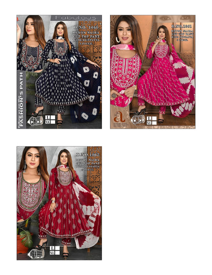 1060-1062 Violet Rayon Readymade Pant Style Suits