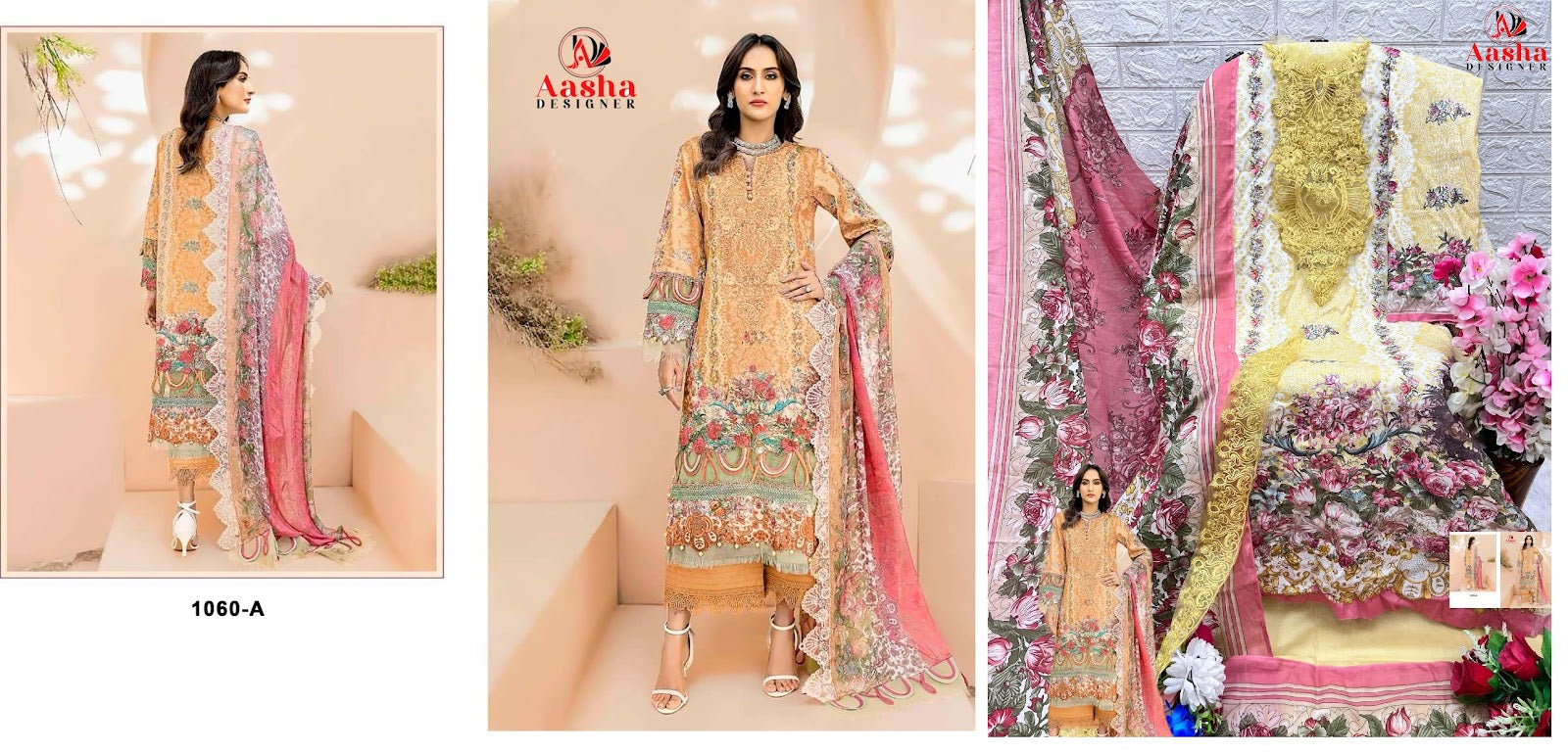 1060 Aasha Designer Cotton Pakistani Patch Work Suits