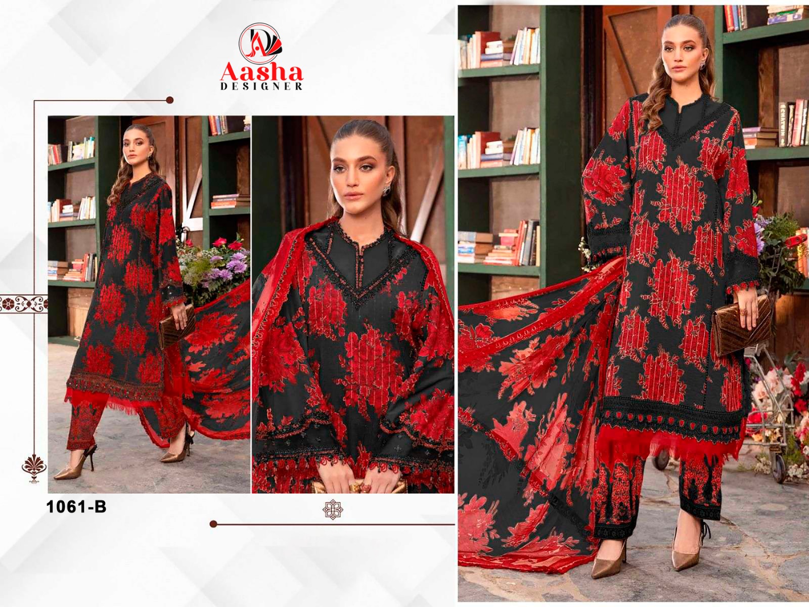 1061 Aasha Designer Cotton Pakistani Patch Work Suits