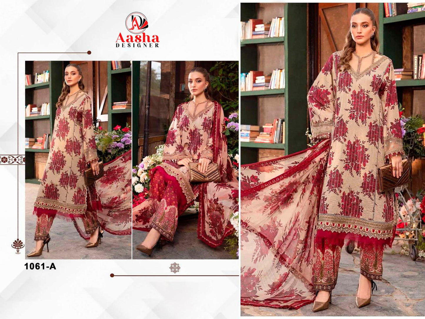 1061 Aasha Designer Cotton Pakistani Patch Work Suits