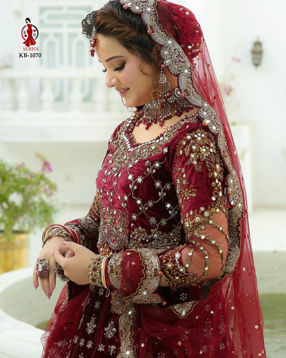 1070 Kb Series Velvet Bridal Lehenga Choli