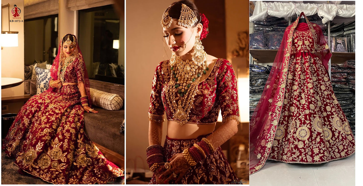 1072 Kb Series Velvet Bridal Lehenga Choli