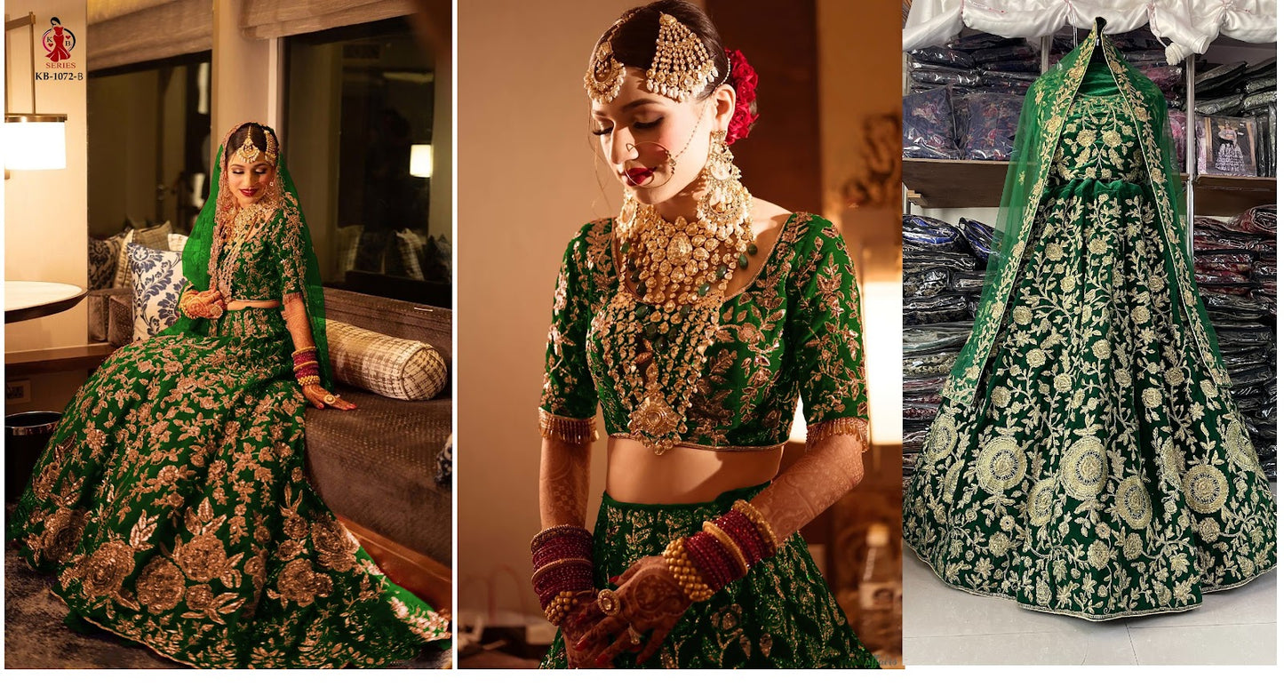 1072 Kb Series Velvet Bridal Lehenga Choli