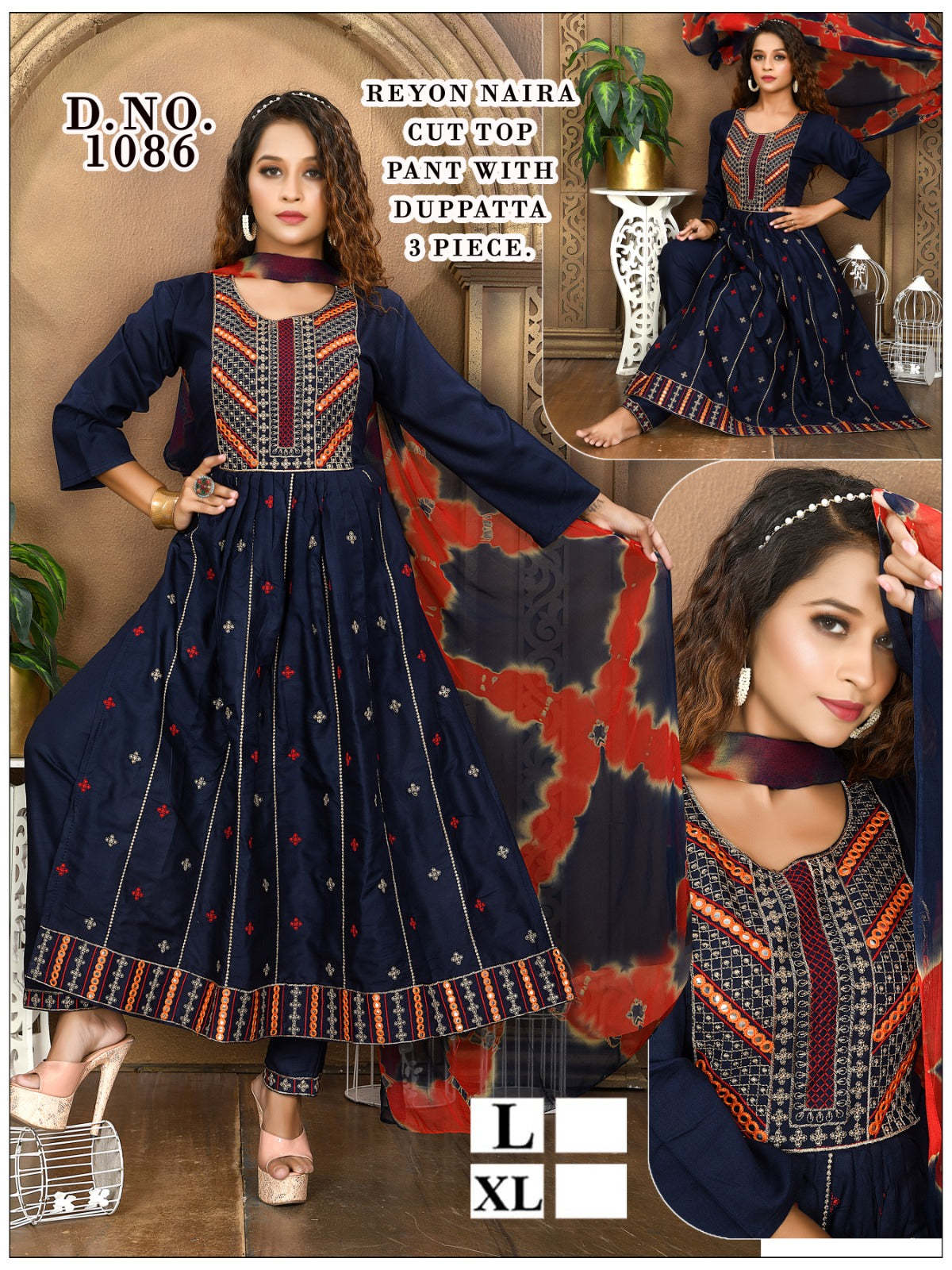1086-1089 Violet Rayon Readymade Pant Style Suits