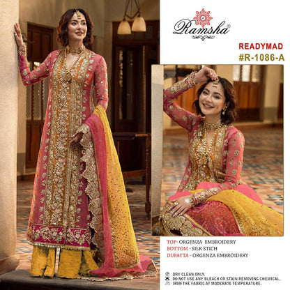 1086 Ramsha Organza Pakistani Readymade Suits