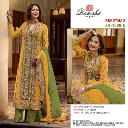 1086 Ramsha Organza Pakistani Readymade Suits