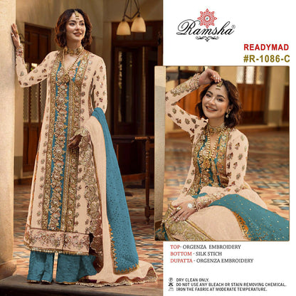 1086 Ramsha Organza Pakistani Readymade Suits