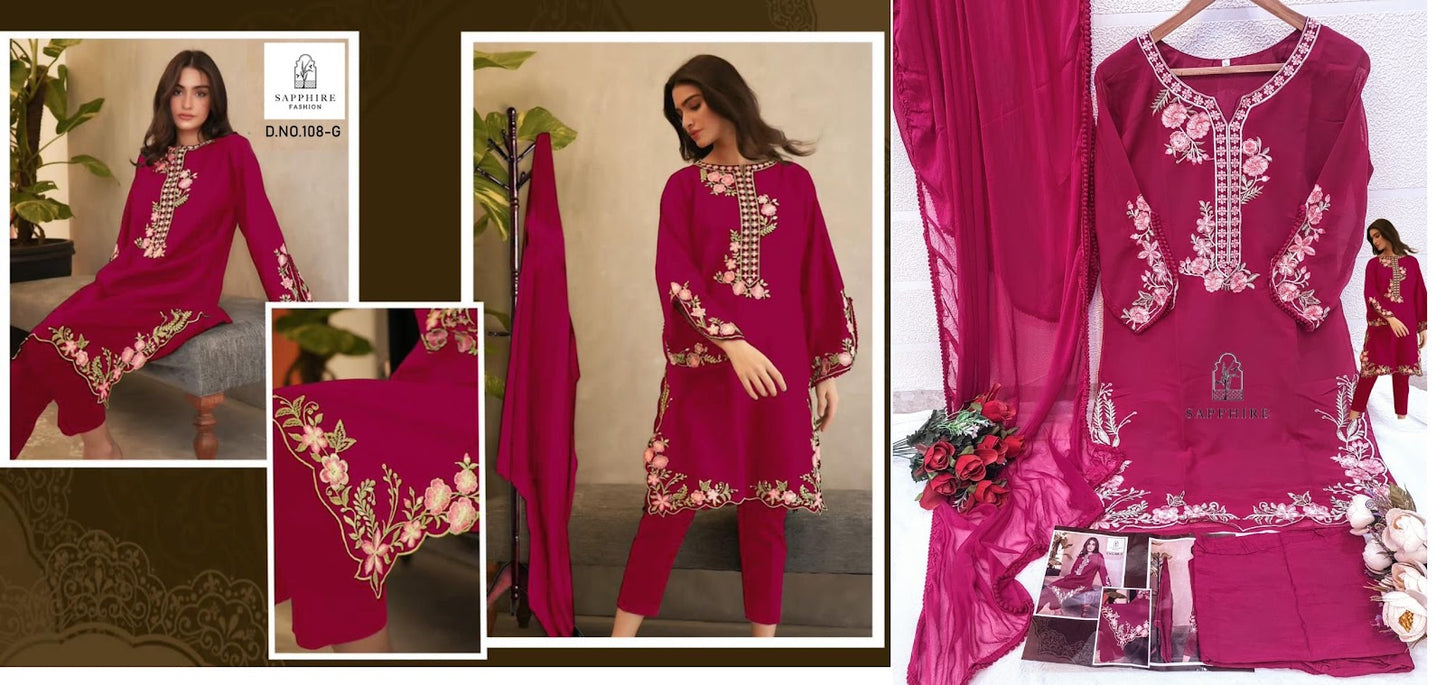 108 Sapphire Georgette Pakistani Readymade Suits