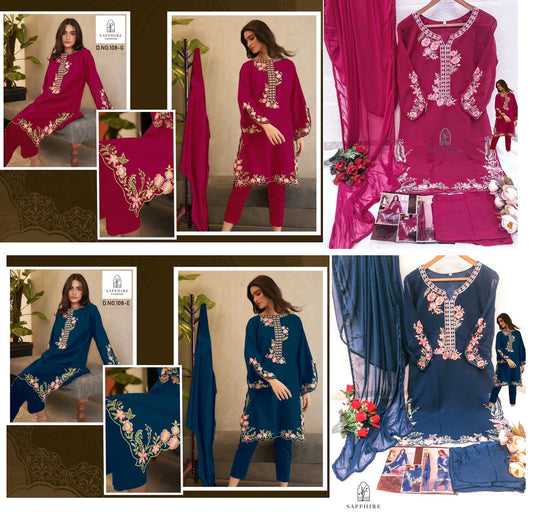 108 Sapphire Georgette Pakistani Readymade Suits