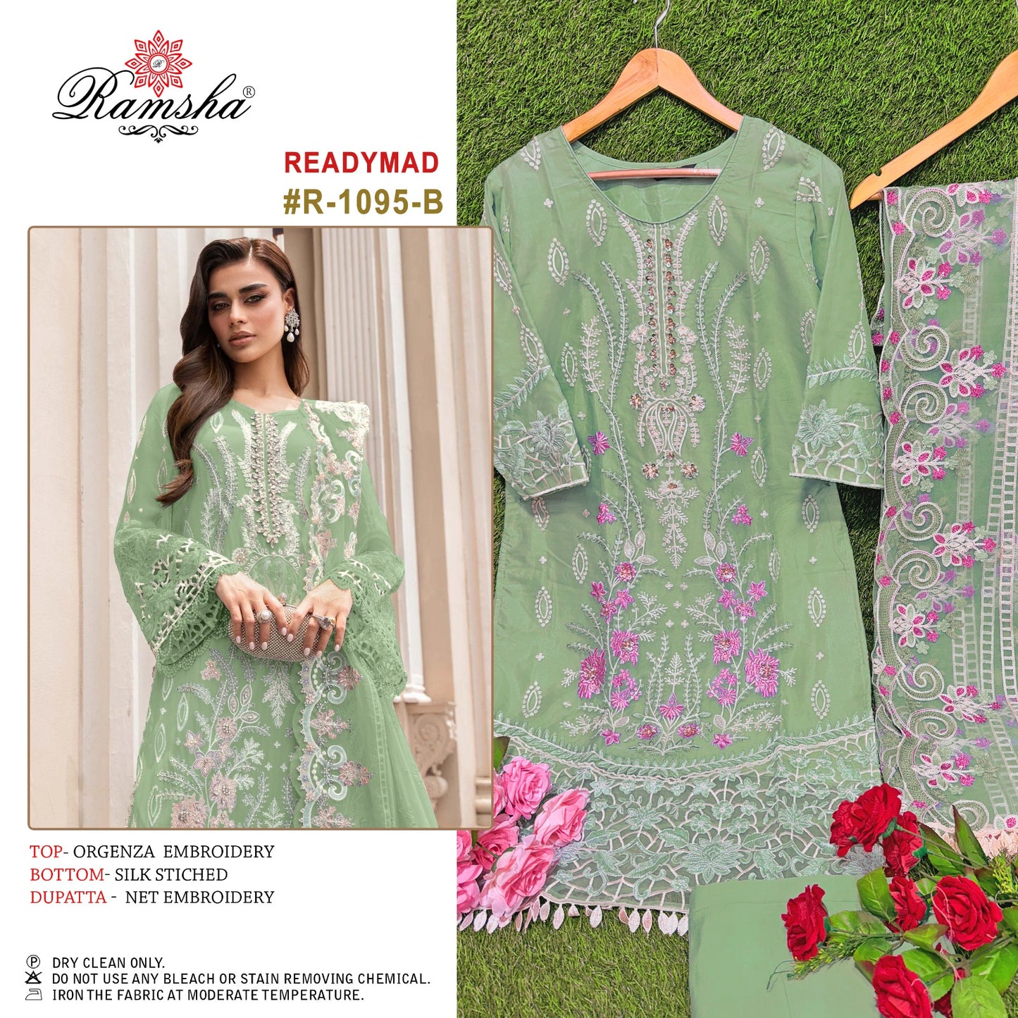 1095 Ramsha Organza Pakistani Readymade Suits