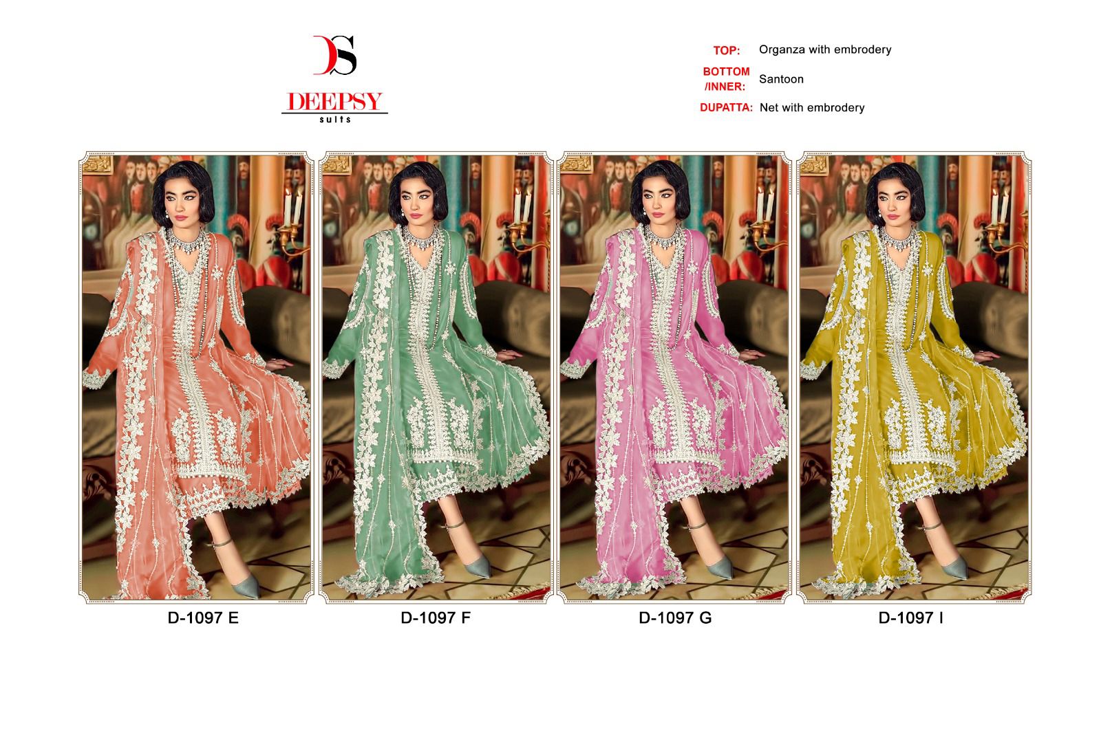 1097 Efgi Deepsy Organza Pakistani Salwar Suits