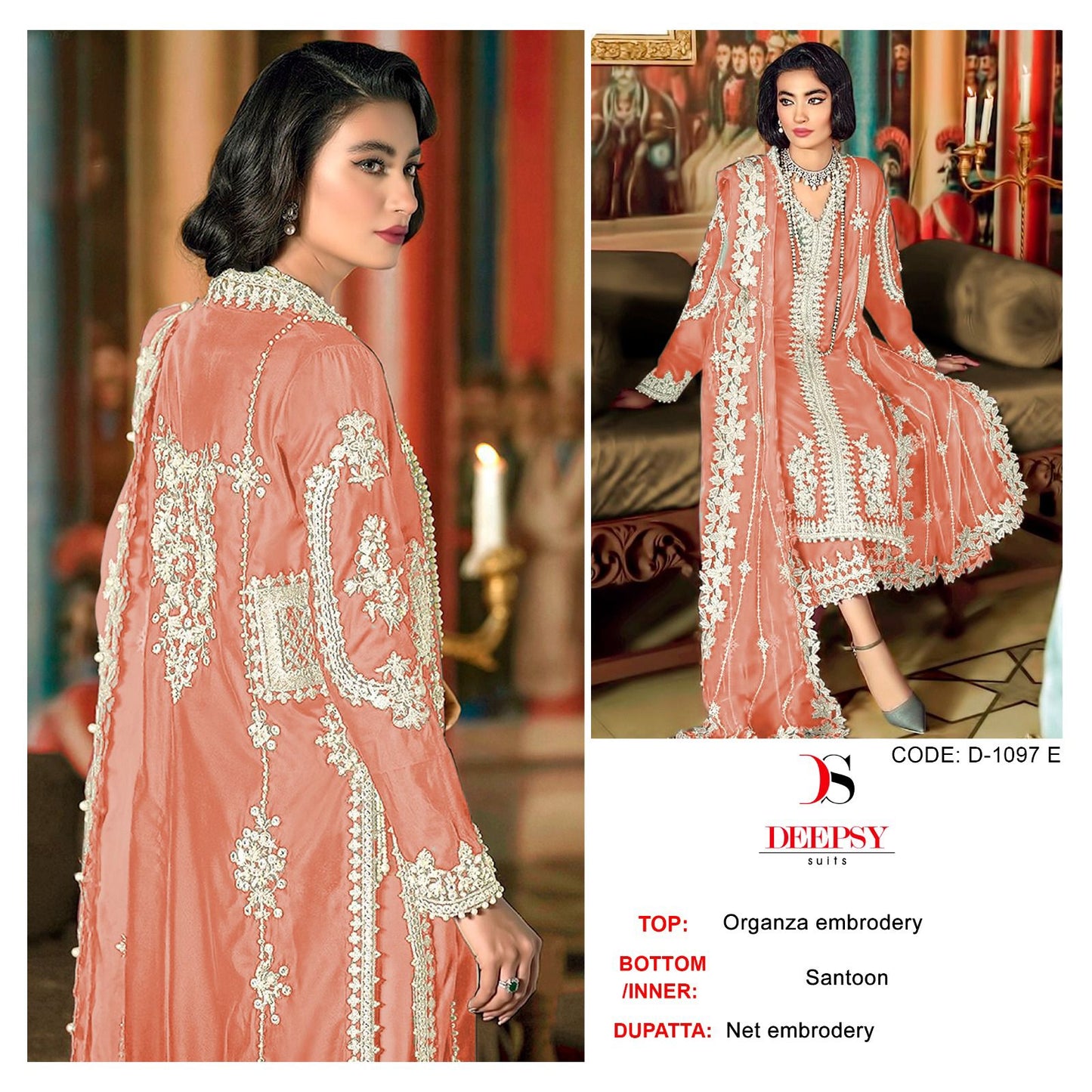 1097 Efgi Deepsy Organza Pakistani Salwar Suits
