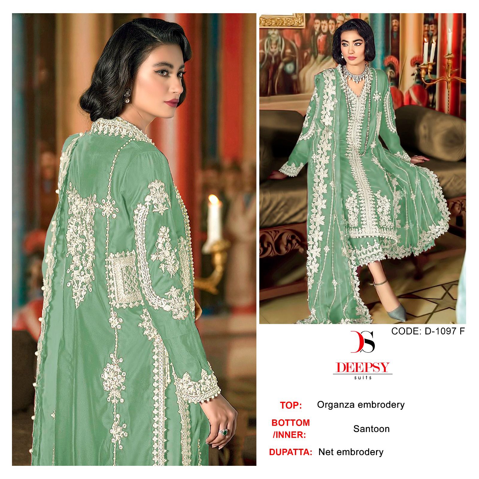 1097 Efgi Deepsy Organza Pakistani Salwar Suits