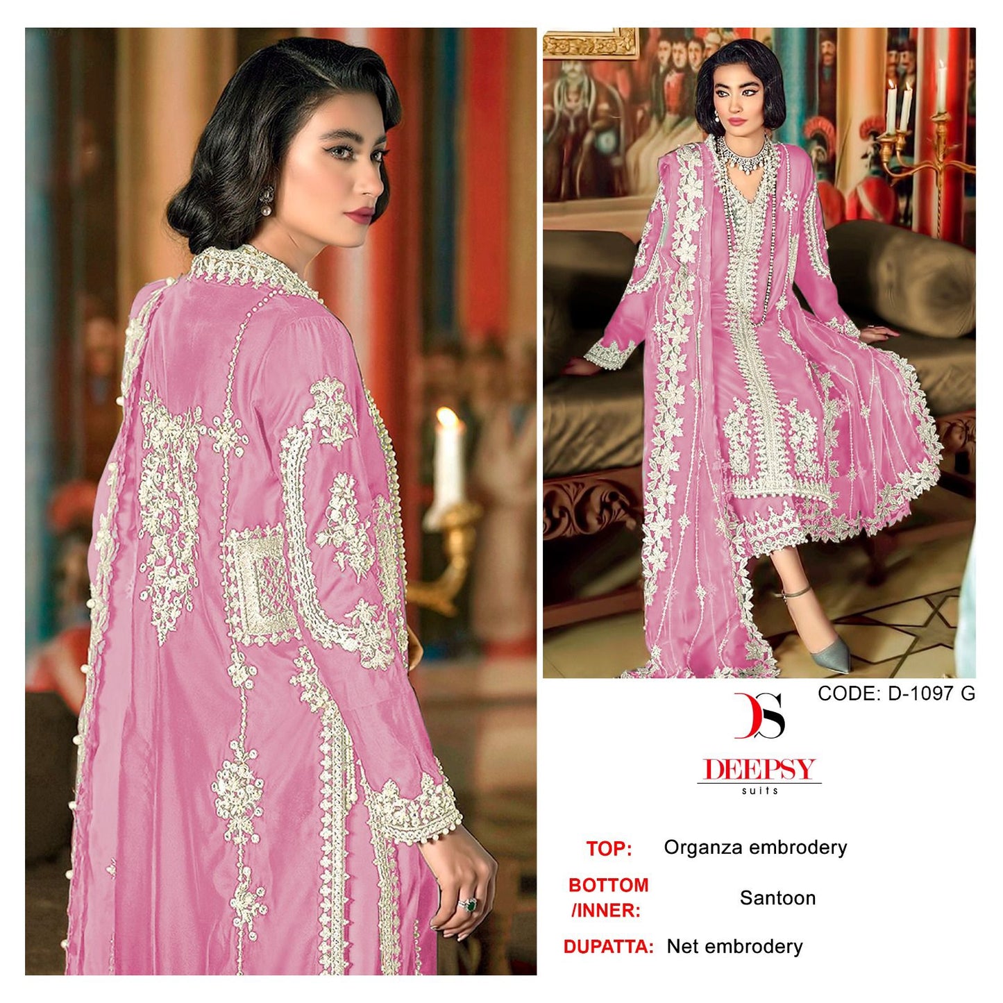 1097 Efgi Deepsy Organza Pakistani Salwar Suits