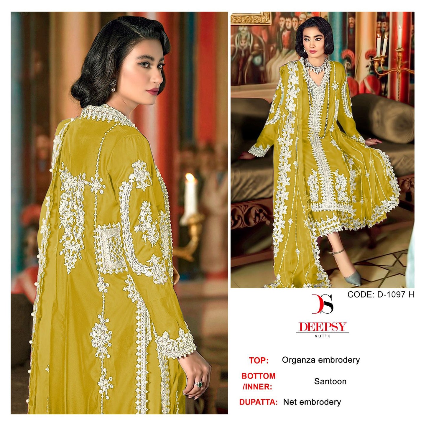1097 Efgi Deepsy Organza Pakistani Salwar Suits