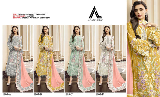 1103 Adans Libas Organza Pakistani Salwar Suits