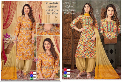 1104-1105 Khushi Rayon Afghani Readymade Suit