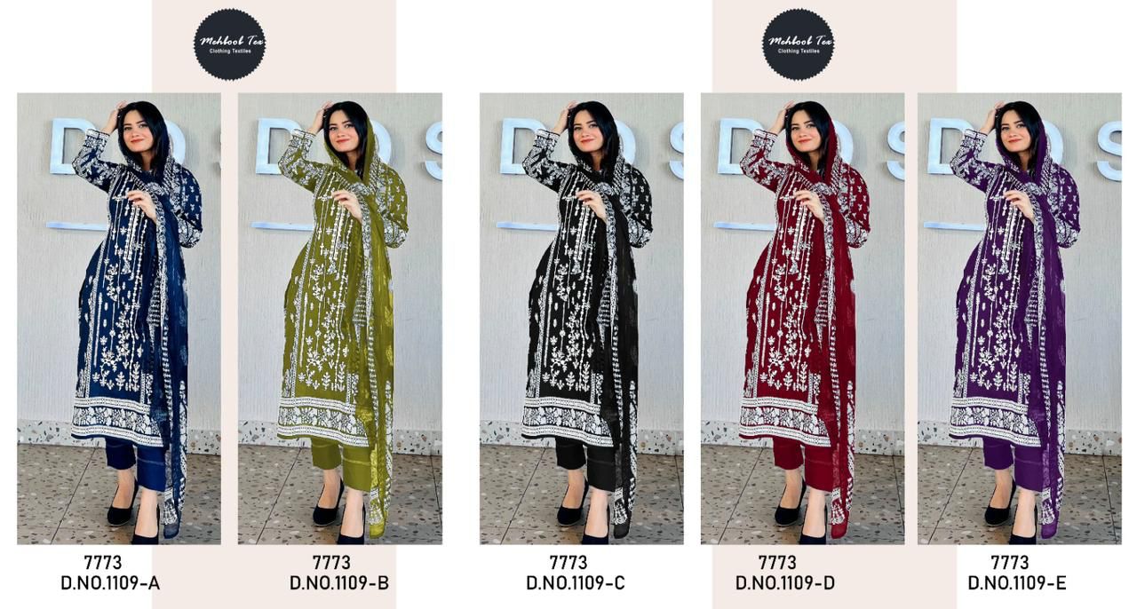 1109 Mehboob Tex Lawn Pakistani Patch Work Suits