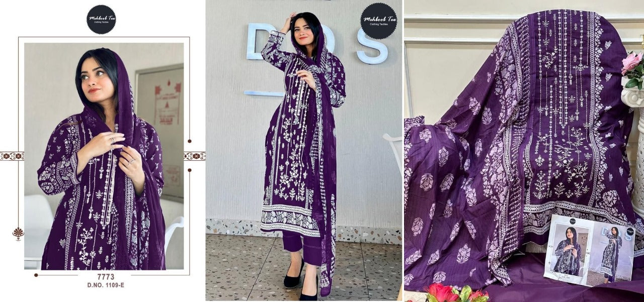 1109 Mehboob Tex Lawn Pakistani Patch Work Suits