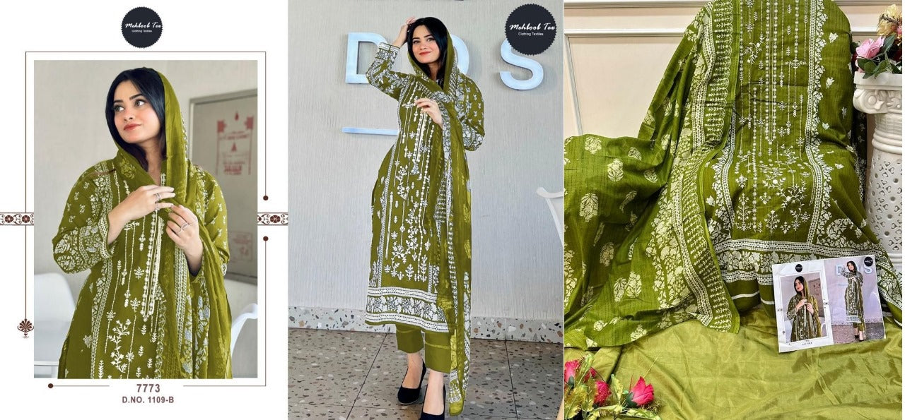 1109 Mehboob Tex Lawn Pakistani Patch Work Suits