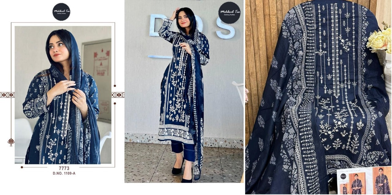 1109 Mehboob Tex Lawn Pakistani Patch Work Suits